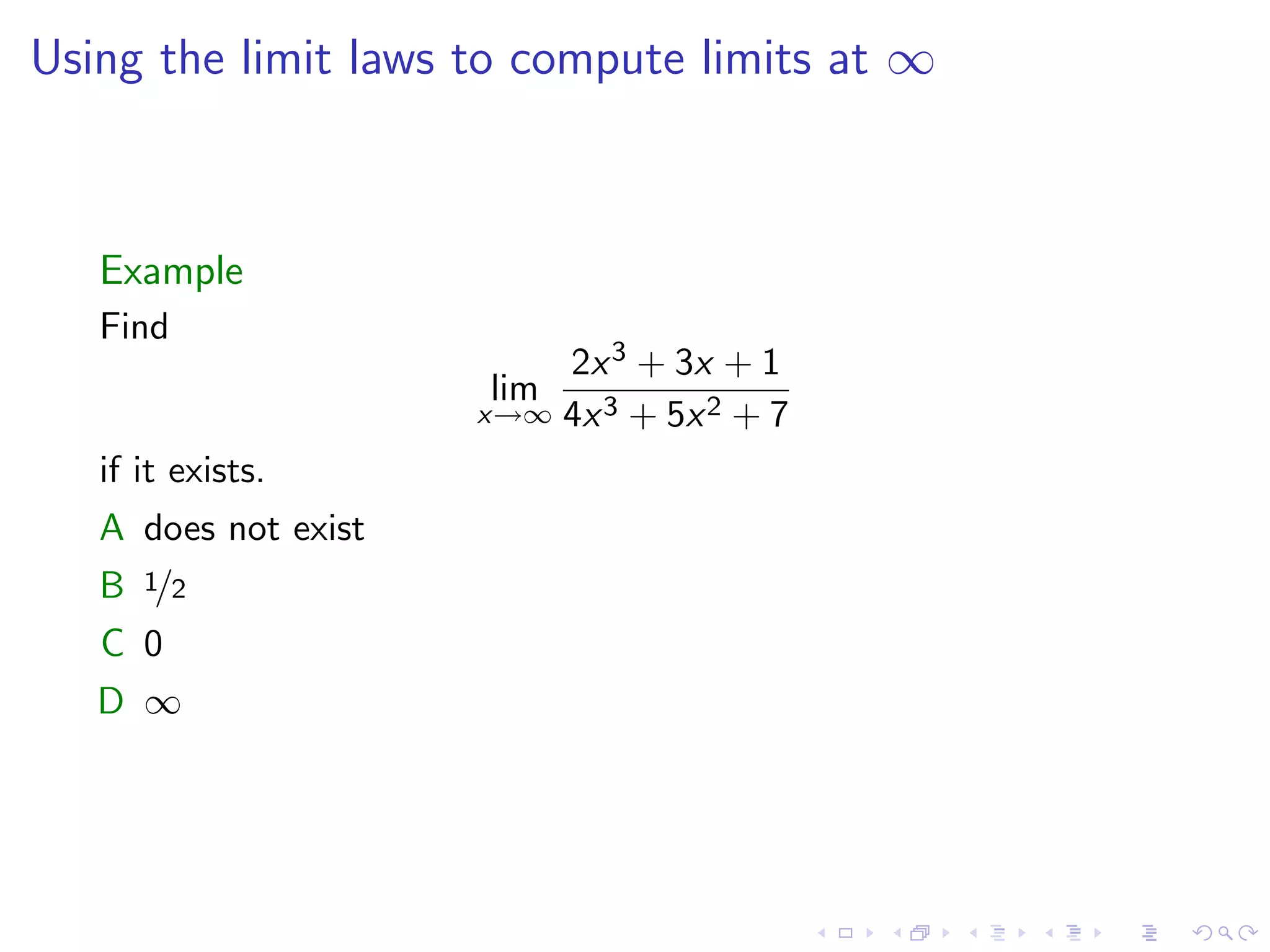 Lesson 4: Limits Involving Infinity