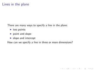 Lesson 4: Lines and Planes (slides + notes)
