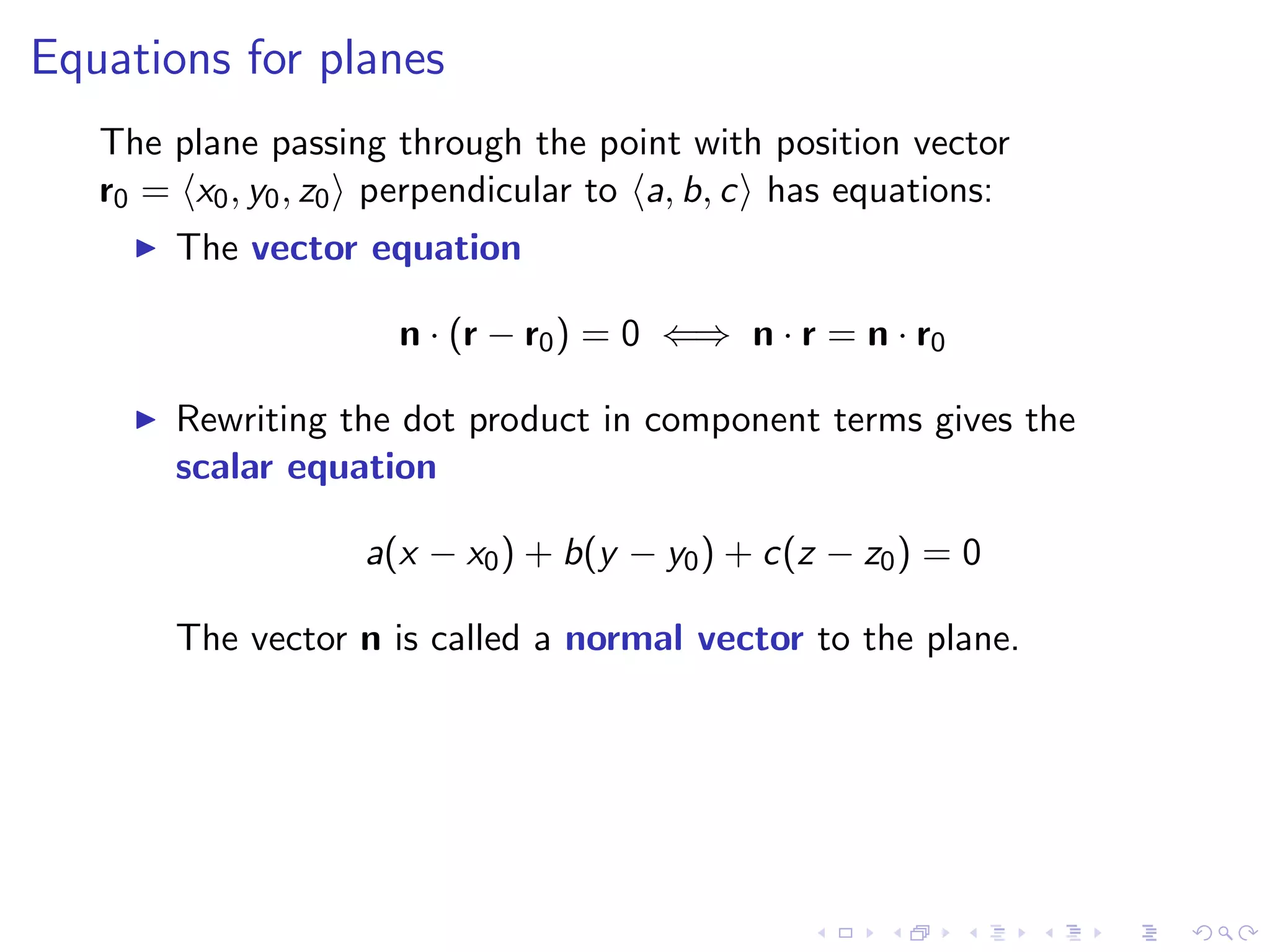 Lesson 4: Lines, Planes, and the Distance Formula