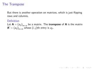 Lesson 5: Matrix Algebra (slides)
