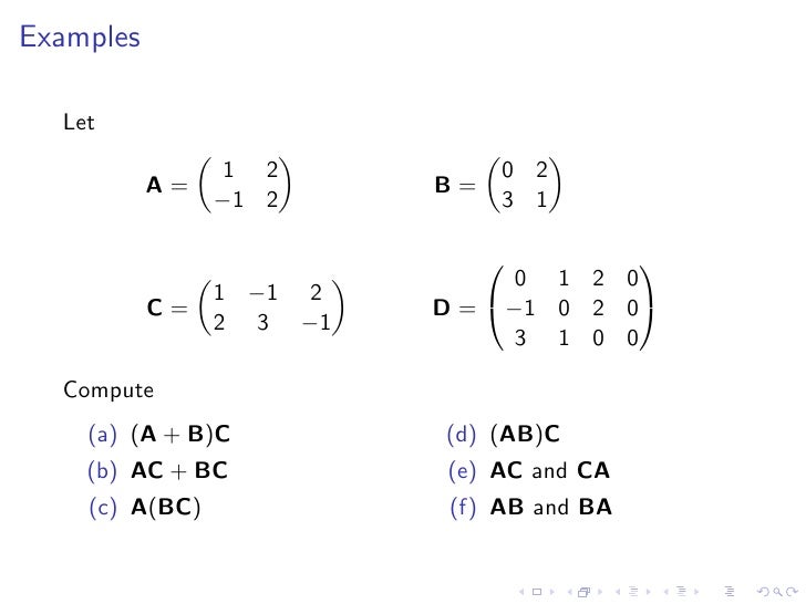 = 0 multiplication matrix ab 5: Matrix (slides) Lesson Algebra = 0 multiplication matrix ab 5: Matrix (slides) Lesson Algebra