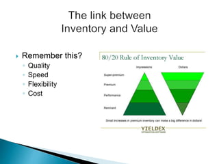  Remember this?
◦ Quality
◦ Speed
◦ Flexibility
◦ Cost
 