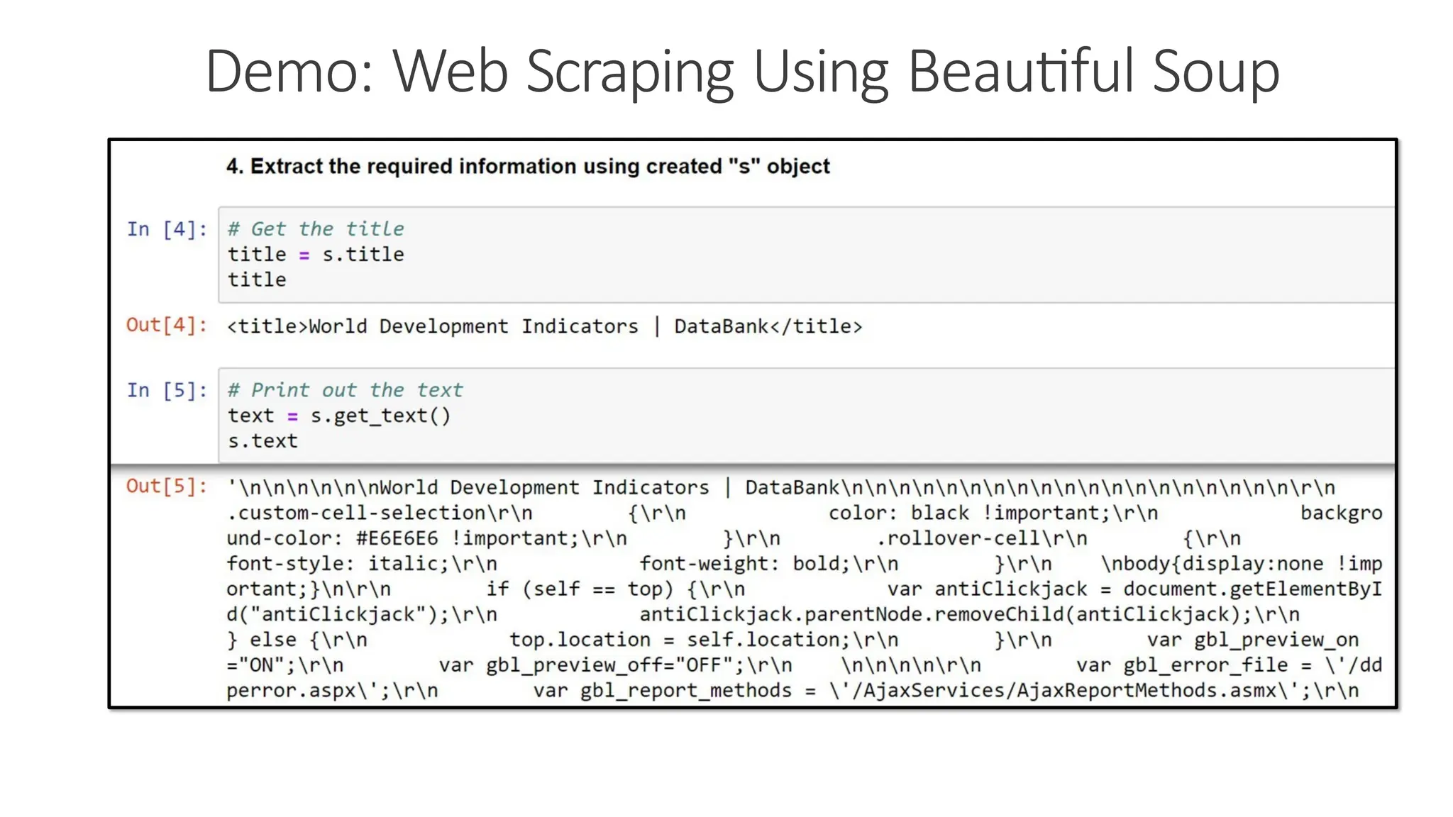 Demo: Web Scraping Using Beautiful Soup 