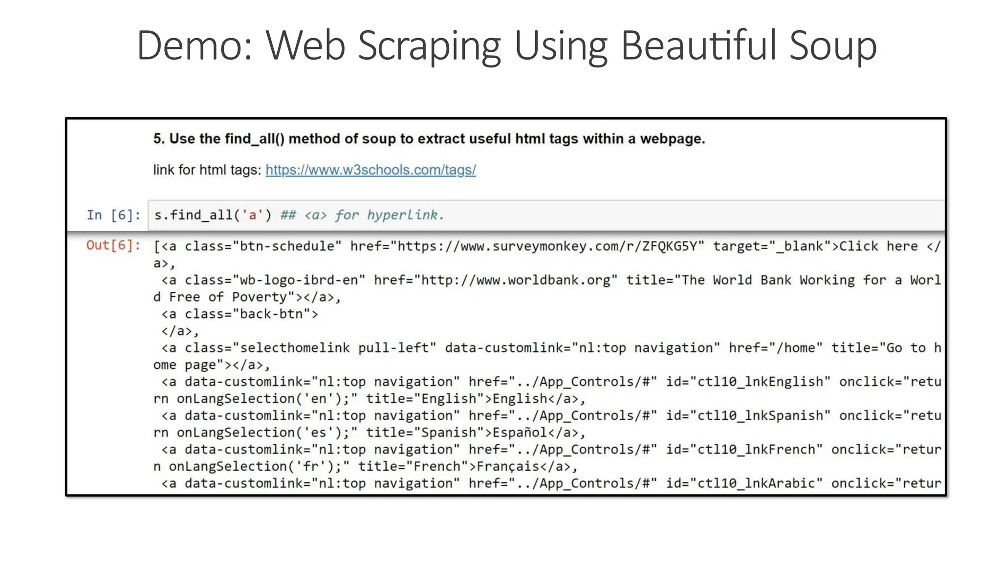 Demo: Web Scraping Using Beautiful Soup 