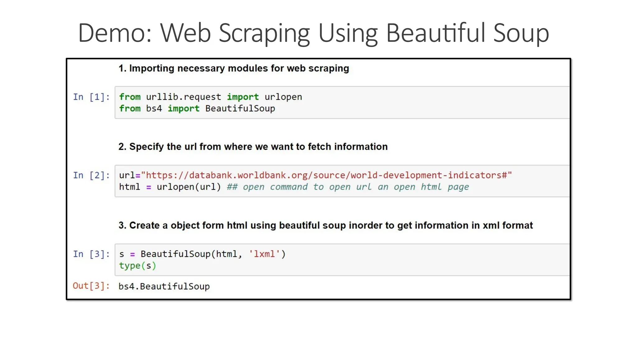 Demo: Web Scraping Using Beautiful Soup 