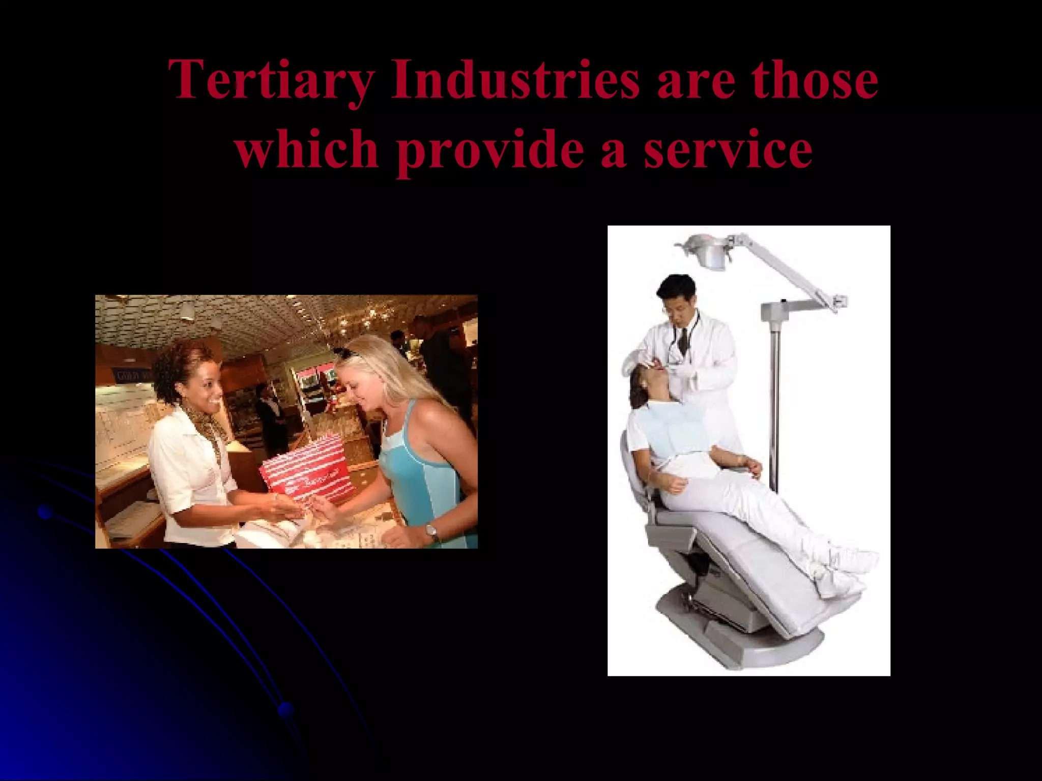 Tertiary Industries are those which provide a service 