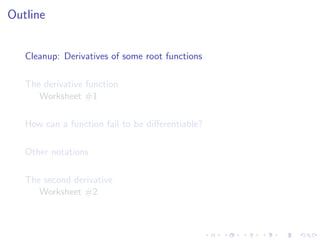 Lesson 6: The derivative as a function