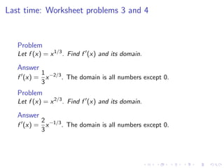 Lesson 6: The derivative as a function