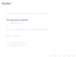 Lesson 6: The derivative as a function