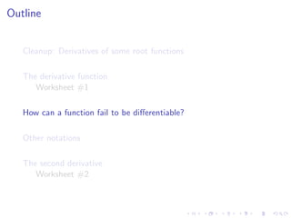 Lesson 6: The derivative as a function