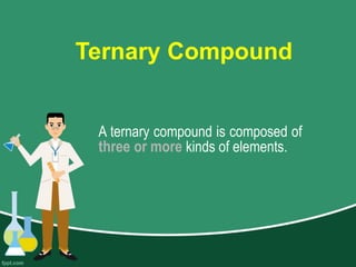 Ternary Compound
A ternary compound is composed of
three or more kinds of elements.
 
