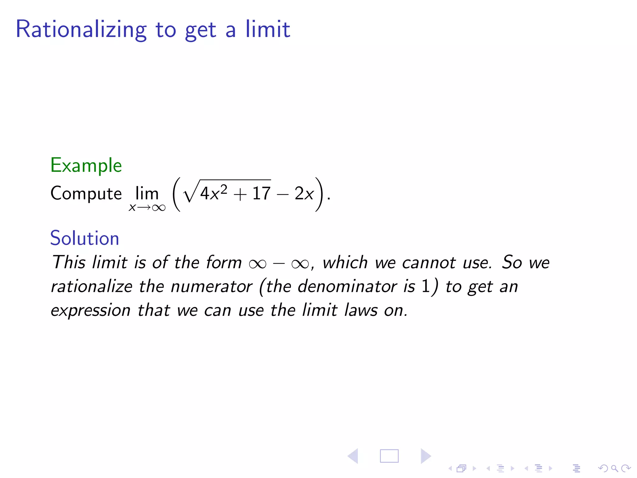 Lesson 7: Limits at Infinity