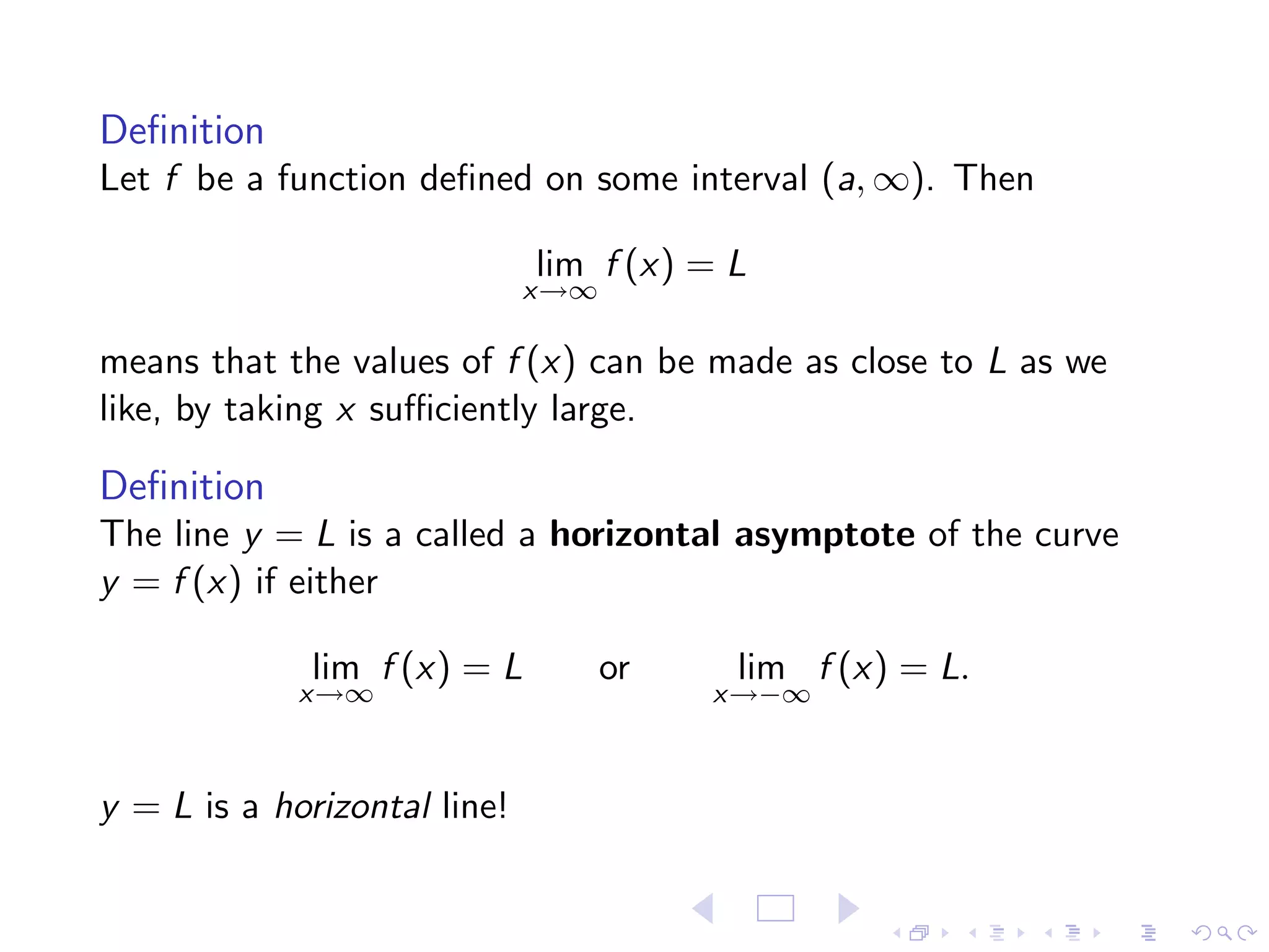 Lesson 7: Limits at Infinity