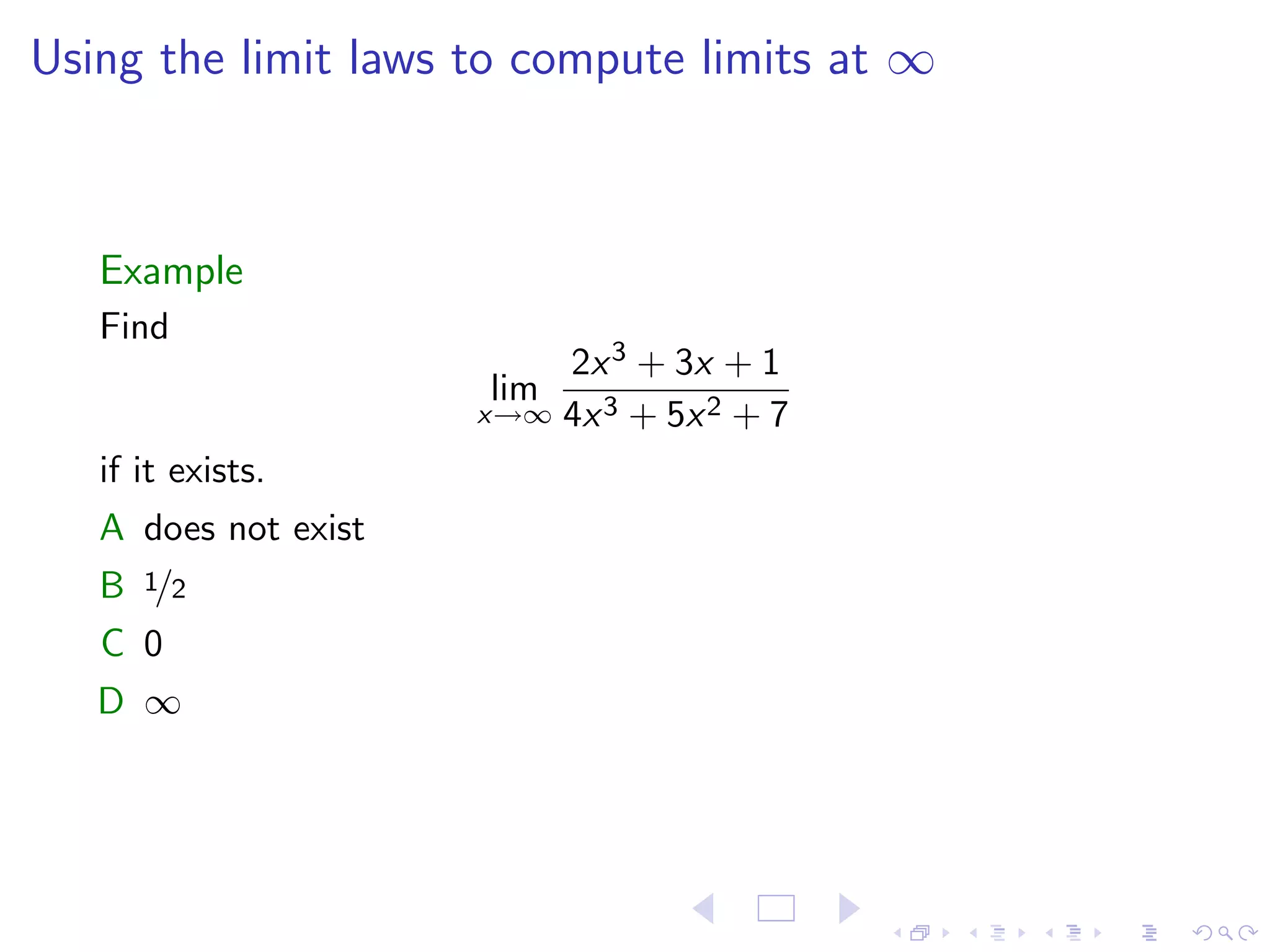 Lesson 7: Limits at Infinity