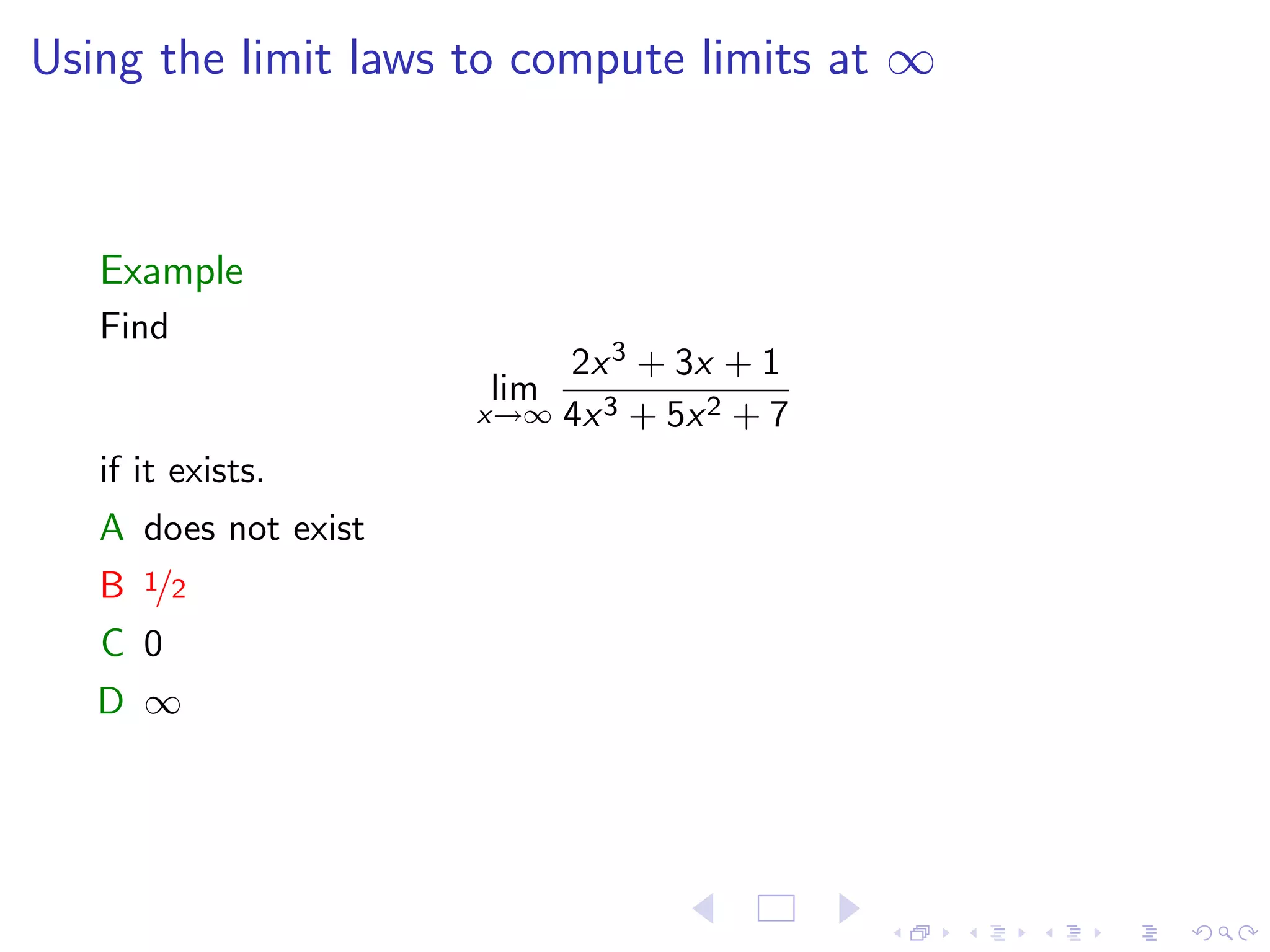 Lesson 7: Limits at Infinity