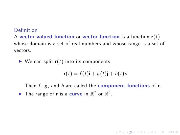 Lesson 7 Vector Valued Functions