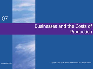 Businesses and the Costs of
Production
07
McGraw-Hill/Irwin Copyright © 2012 by The McGraw-Hill Companies, Inc. All rights reserved.
 