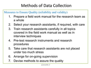 Lesson 7 methods of data collection | PDF