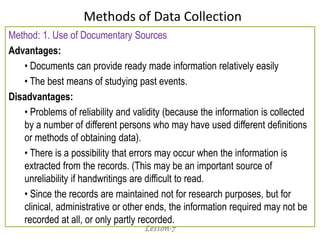 Lesson 7 methods of data collection | PDF