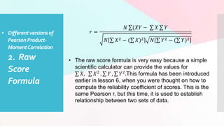 Pearson R Statistical Test Formula LESSON-8-ANALYSIS-INTERPRETATION-AND-USE-OF-TEST-DATA.pptx
