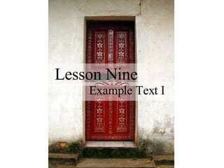 Lesson Nine Example Text I 