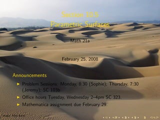 Lesson 9: Parametric Surfaces