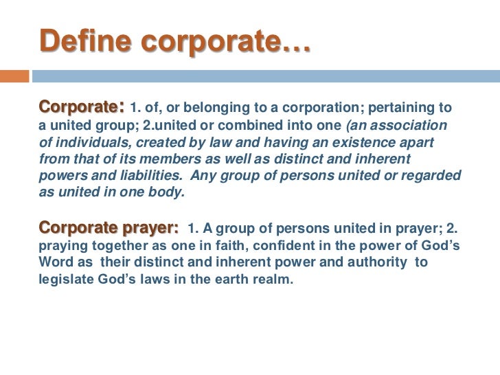 Principles of Corporate Prayer