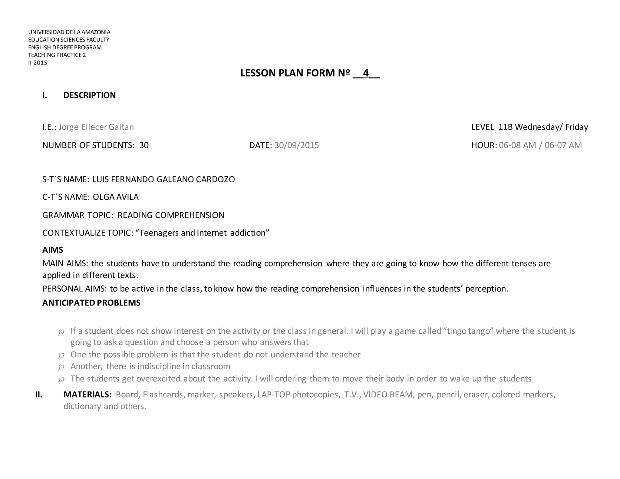 Teenagers and addiction Lesson plan PPT