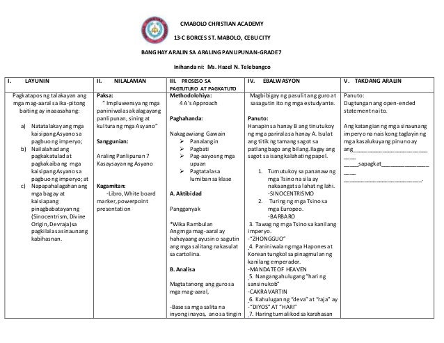 Lesson Plan Impluwensya Ng Mga Paniniwala Sa Kalagayang Panlipunan S
