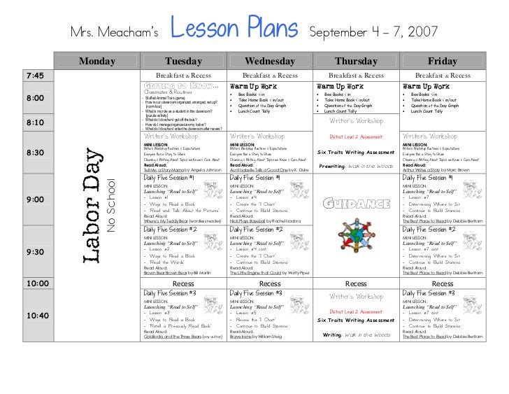 Lesson Plans First Grade