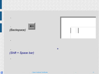 ១ .  វាយ  ក ៣ .  វាយ​អក្សរ  ក   ម្ដង ​ទៀត ៤ .  ចុច​គ្រាប់ចុច  ប្ដូរ   + ចន្លោះ​មិន​ឃើញ   (Shift + Space bar)   ដើម្បី​  ដកឃ្លា ៥ .  វាយ​អក្សរ  ក   ម្ដង​ទៀត ក ក ក វាយ​ព្យញ្ជនៈ ២ .  ចុច​គ្រាប់ចុច  (Backspace)   ដើម្បី​លុប​អក្សរ  ក  ចេញ​វិញ 