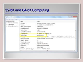32-bit and 64-bit Computing32-bit and 64-bit Computing
 