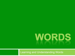 Learning and Understanding Words 