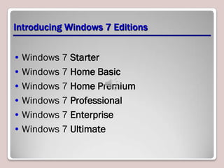 Lecture Lesson 1 Windows 7 Configuration | PPSX