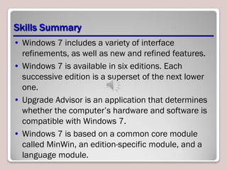 Windows 7 Module Lecture Lesson 1 Windows 7 Configuration | PPSX