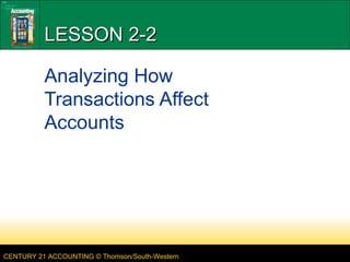 LESSON 2-2 Analyzing How Transactions Affect Accounts 
