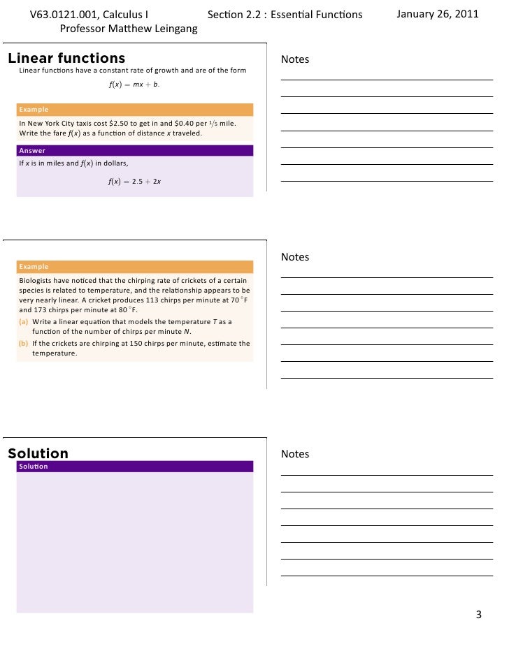 Lesson 2 A Catalog Of Essential Functions Handout Lesson 2 A Catalog Of Essential Functions Handout