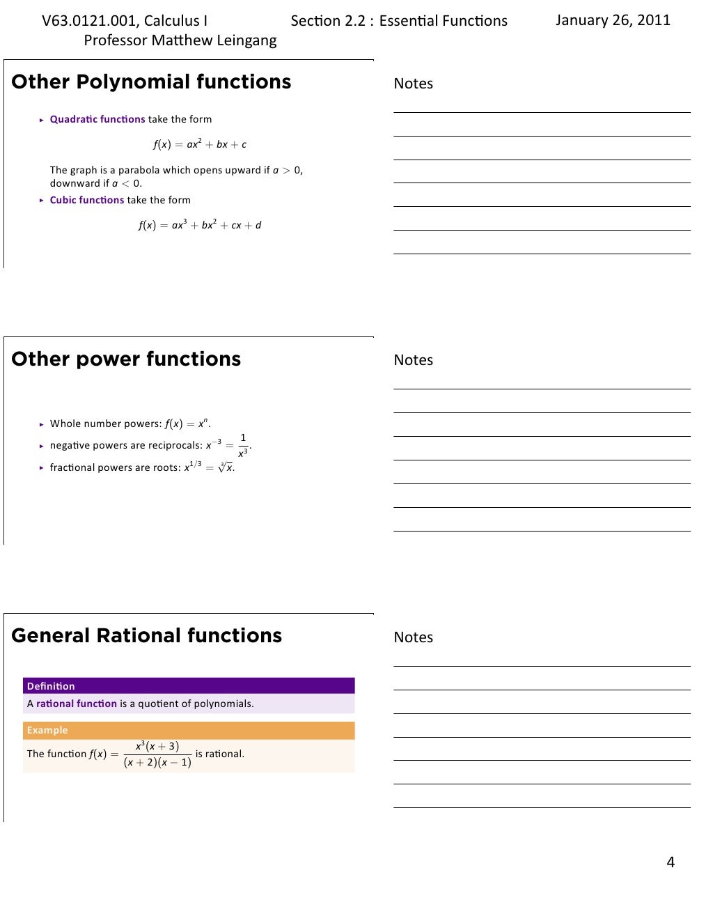 Lesson 2 A Catalog Of Essential Functions Handout Lesson 2 A Catalog Of Essential Functions Handout
