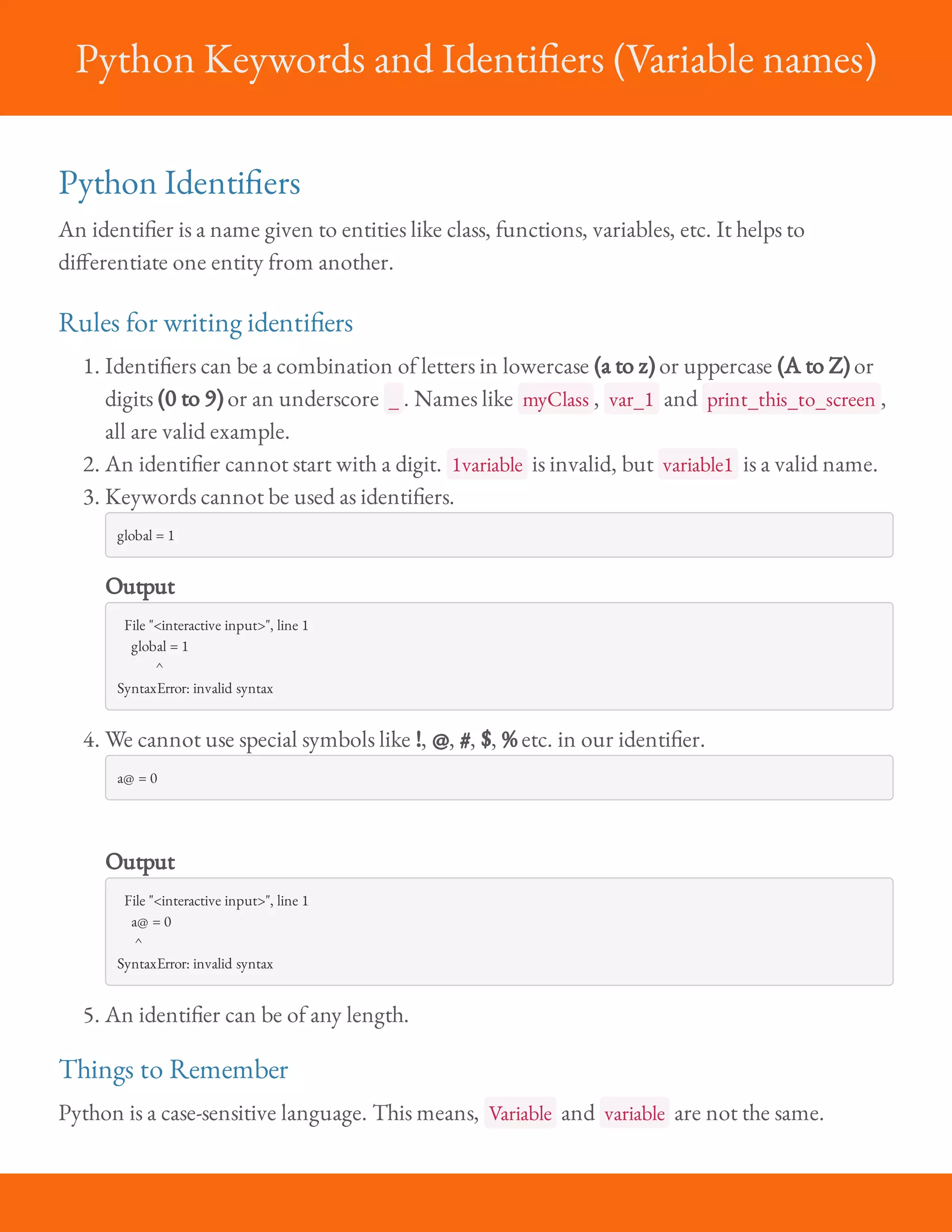 Lesson 02 python keywords and identifiers | PDF | Programming Languages ...