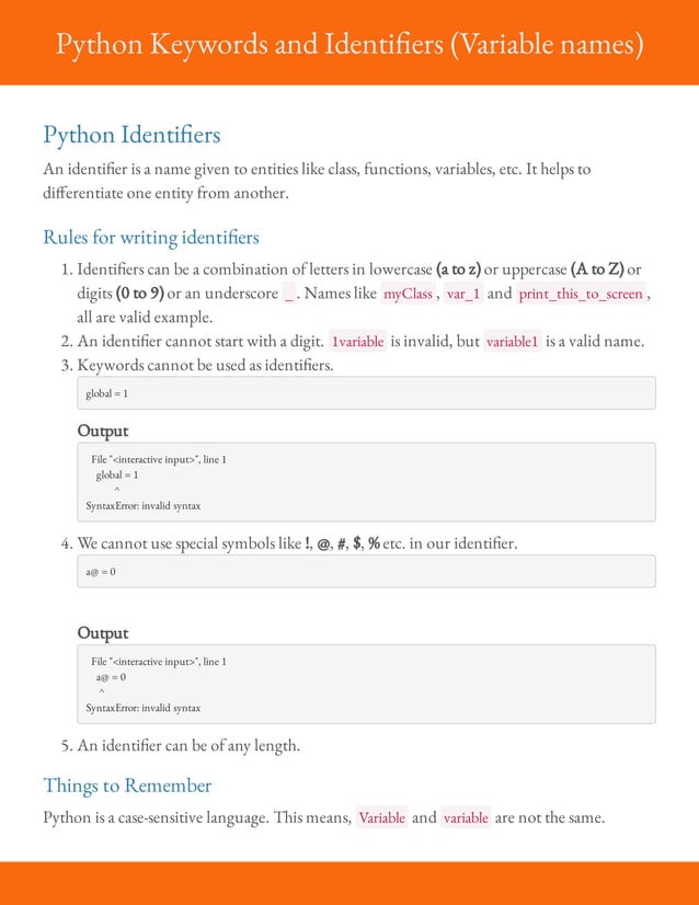 Lesson 02 python keywords and identifiers