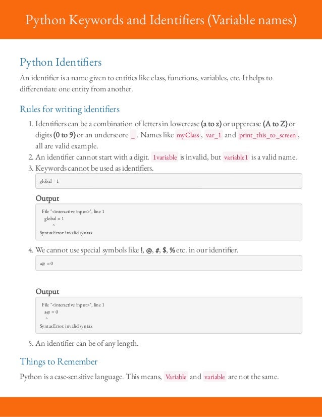 lesson 02 python keywords and identifiers