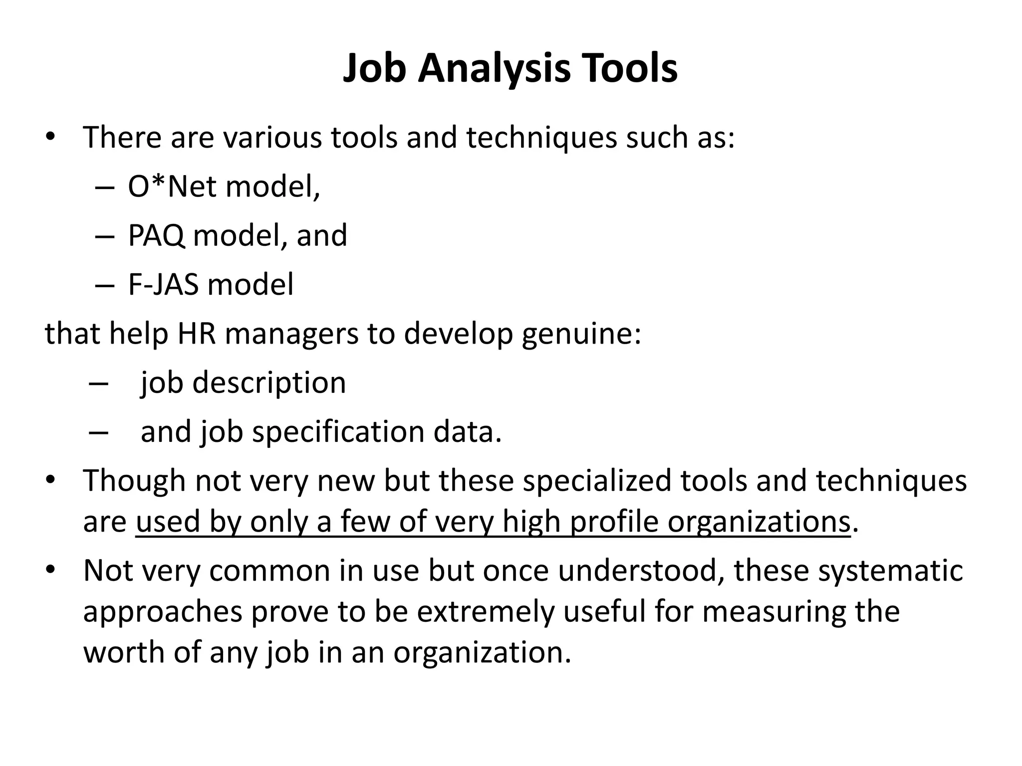 Work Analysis Tool Job Analysis & Job Design | PPTX