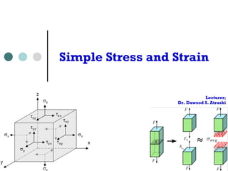 Simple Stress and Strain 
Lecturer; 
Dr. Dawood S. Atrushi 
 