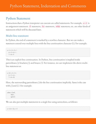 Lesson 03 python statement, indentation and comments | PDF