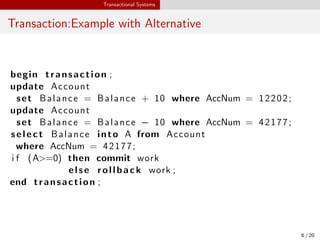 Transactional systems in Advanced Database | PPT
