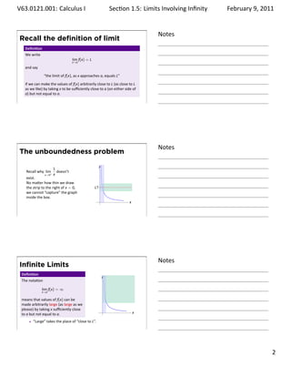 Lesson 6: Limits Involving Infinity (handout) | PDF