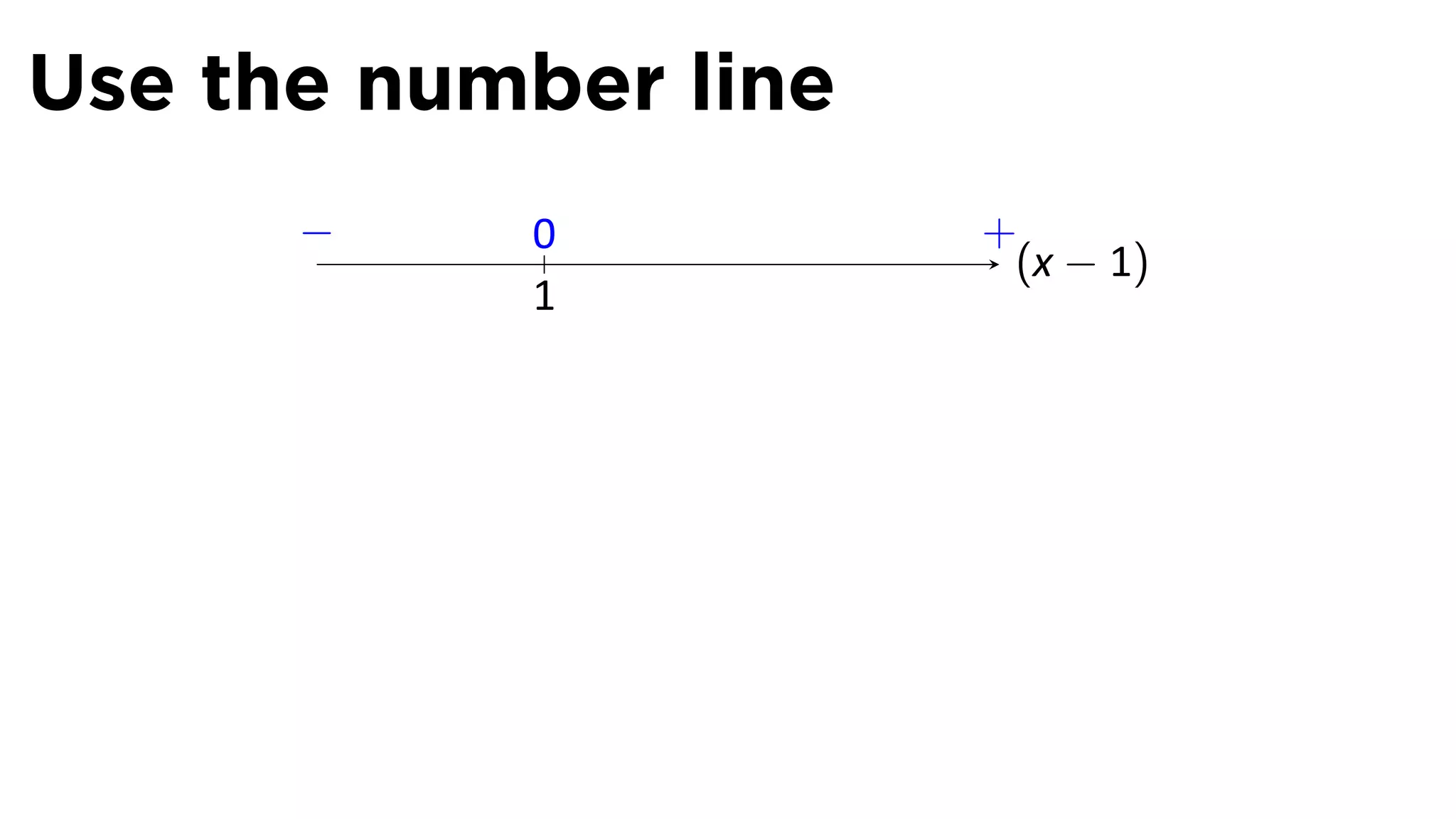 Use the number line
      −.   0          +
                       (x − 1)
           1
 