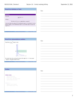 Lesson 6: Limits Involving Infinity (Section 41 handout) | PDF