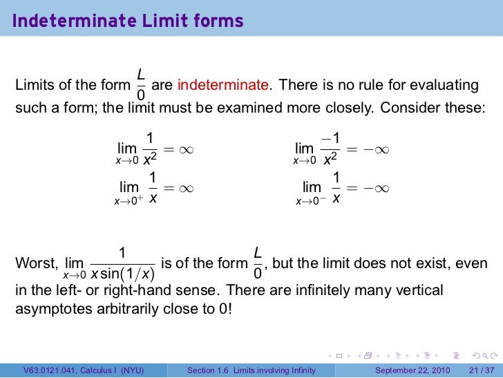 Lesson 6: Limits Involving ∞ (Section 41 slides)