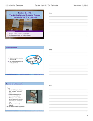 Lesson 7: The Derivative (Section 21 handout) | PDF